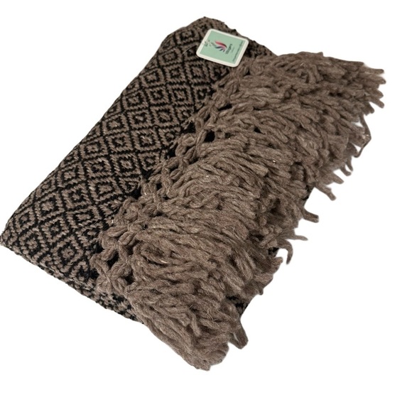 Mexican Rebozo Shawl in Brown on Brown 100% Natural Raw Wool, Large Winter Wrap - Picture 7 of 16